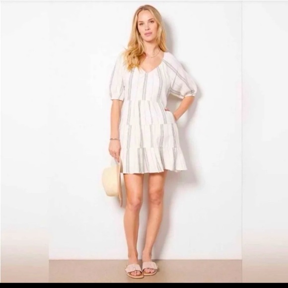Evereve Alexia Tiered Cotton Mini Dress
 size Large - Picture 1 of 12